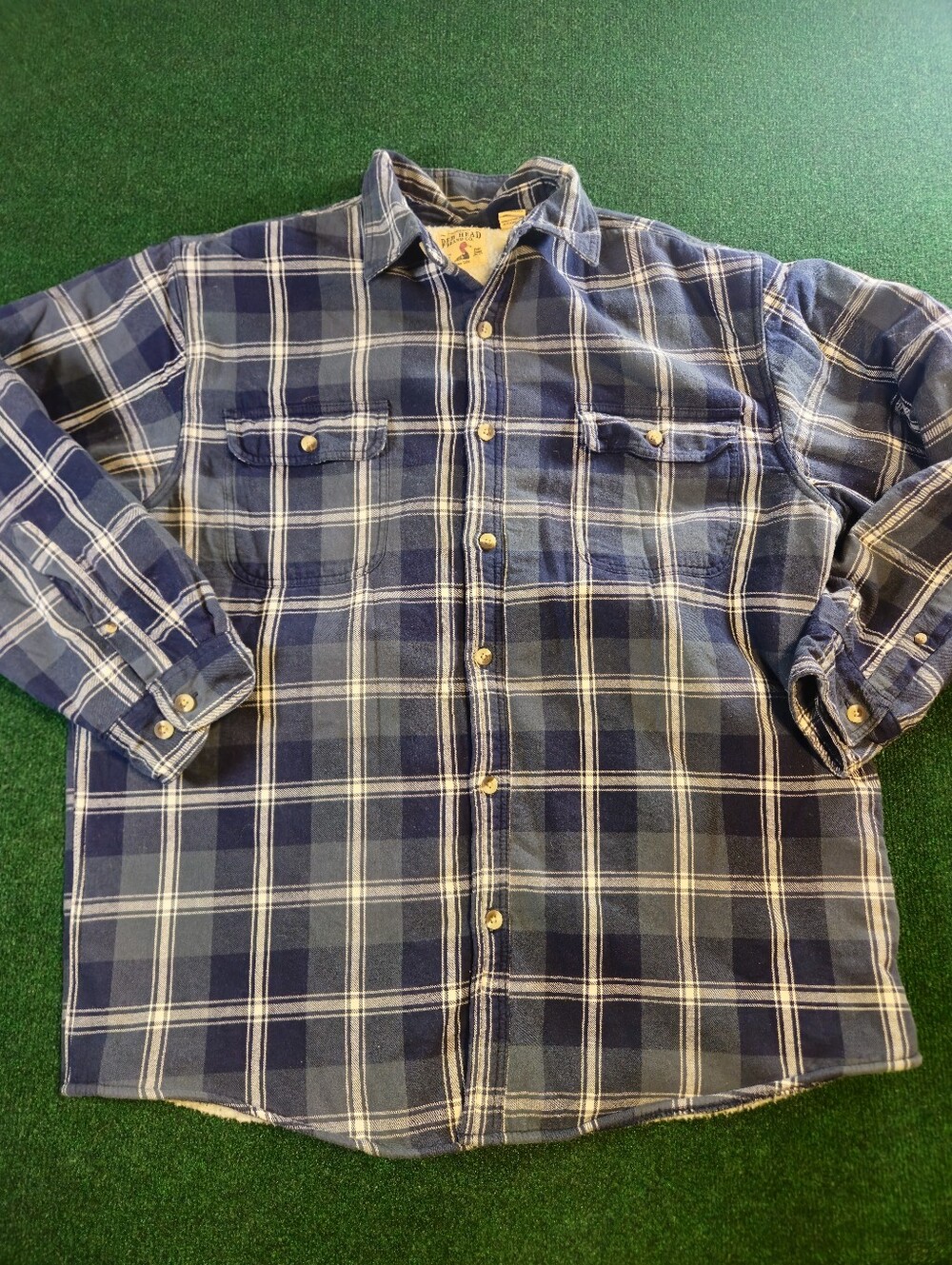 VINTAGE REDHEAD Flannel Jacket Size XL Sherpa Lined,Blue Plaid